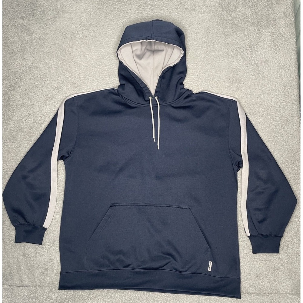 Vintage Y2K Anchor Blue Hoodie Pullover Heavyweight Mens Blue Striped Arm‎ Sz XL